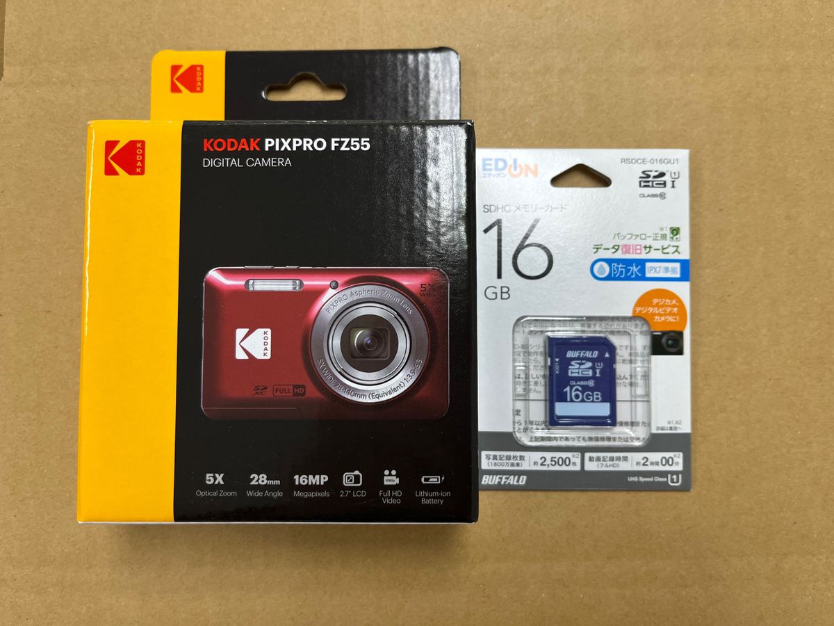 【新品未開封】コダック kodak デジタルカメラ FZ55BK ブラック　SDカード　16GB付き