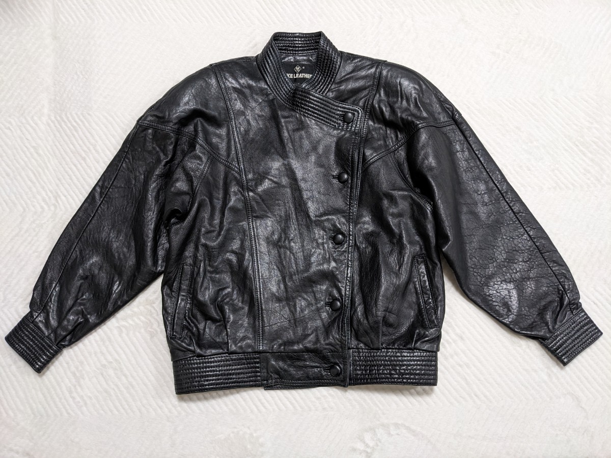 MIKE LEATHER レザージャケット　ブラック　Lサイズ相当　ヴィンテージ　ライダースジャケット 黒_画像1