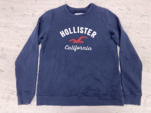 ホリスター Hollister アメカジ サーフ 古着 ロゴ 刺繍 スウェット トレーナー メンズ M 紺_画像1