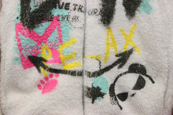 B/W PDJ RELAX PANDIESTA JAPAN マルチプリント ボアフリース パーカ / 白 / パンディエスタ / 熊猫_画像4
