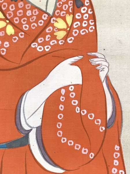 【模写】Y1345 上村松園「美人図」絹本 日本画家 京都の人 人が書いたもの_画像7