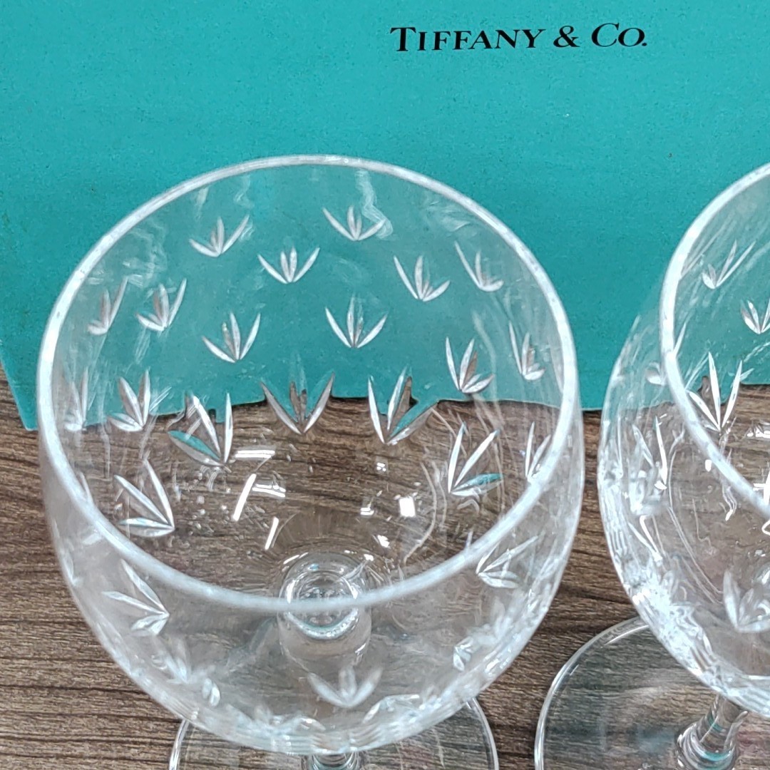 未使用保管品　ティファニーTiffany＆Co　フローレットワイン　ペア　グラス　箱汚れあり_画像6