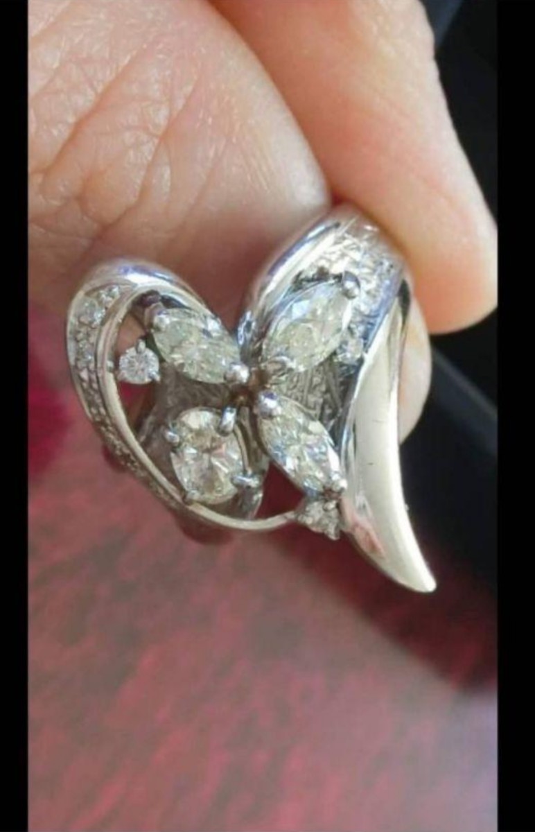【プラチナダイヤモンドリング】Pt900 ハート枠クローバー　デザインリング　リング 指輪 ダイヤモンド プラチナ