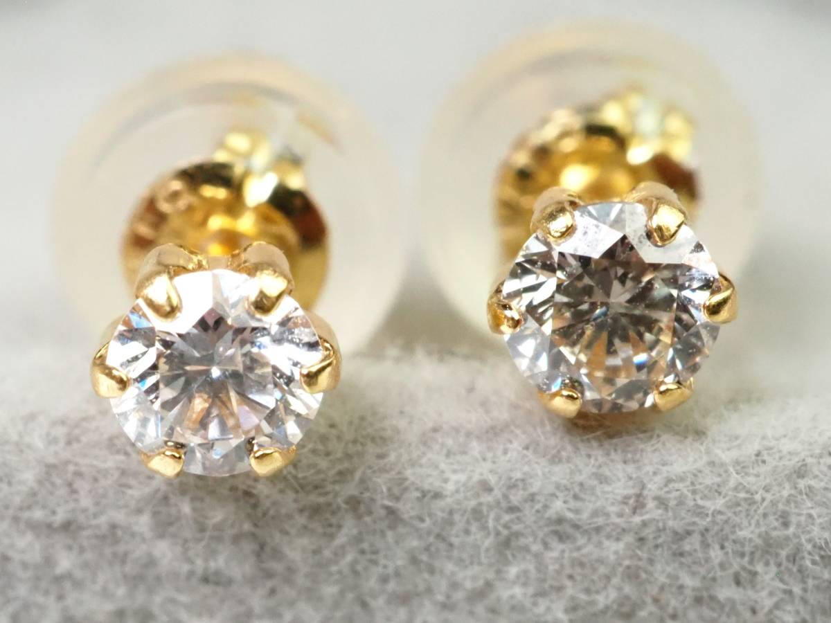 【2168M】K18ゴールド 天然ダイヤモンド 計0.20ct/0.10ct/0.10ct/0.24g ピアス_画像1