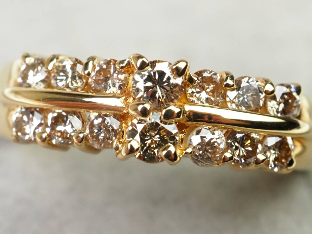 2369A】K18ゴールド 天然ダイヤモンド 0.50ct/3.3g カメリア