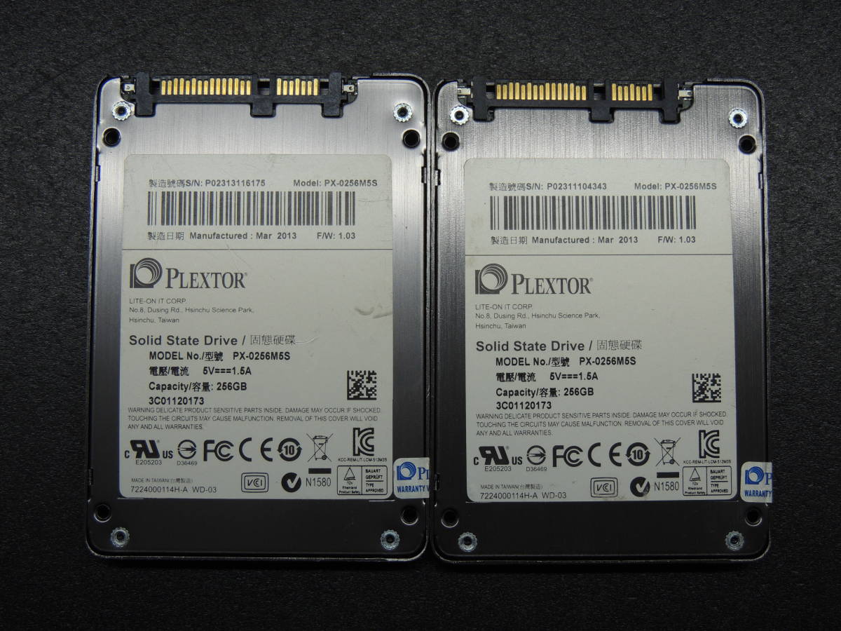 【2台まとめ売り/検品済み】PLEXTOR SSD 256GB PX-0256M5S (使用時間：13h・1586h) 管理:ス-63_画像6