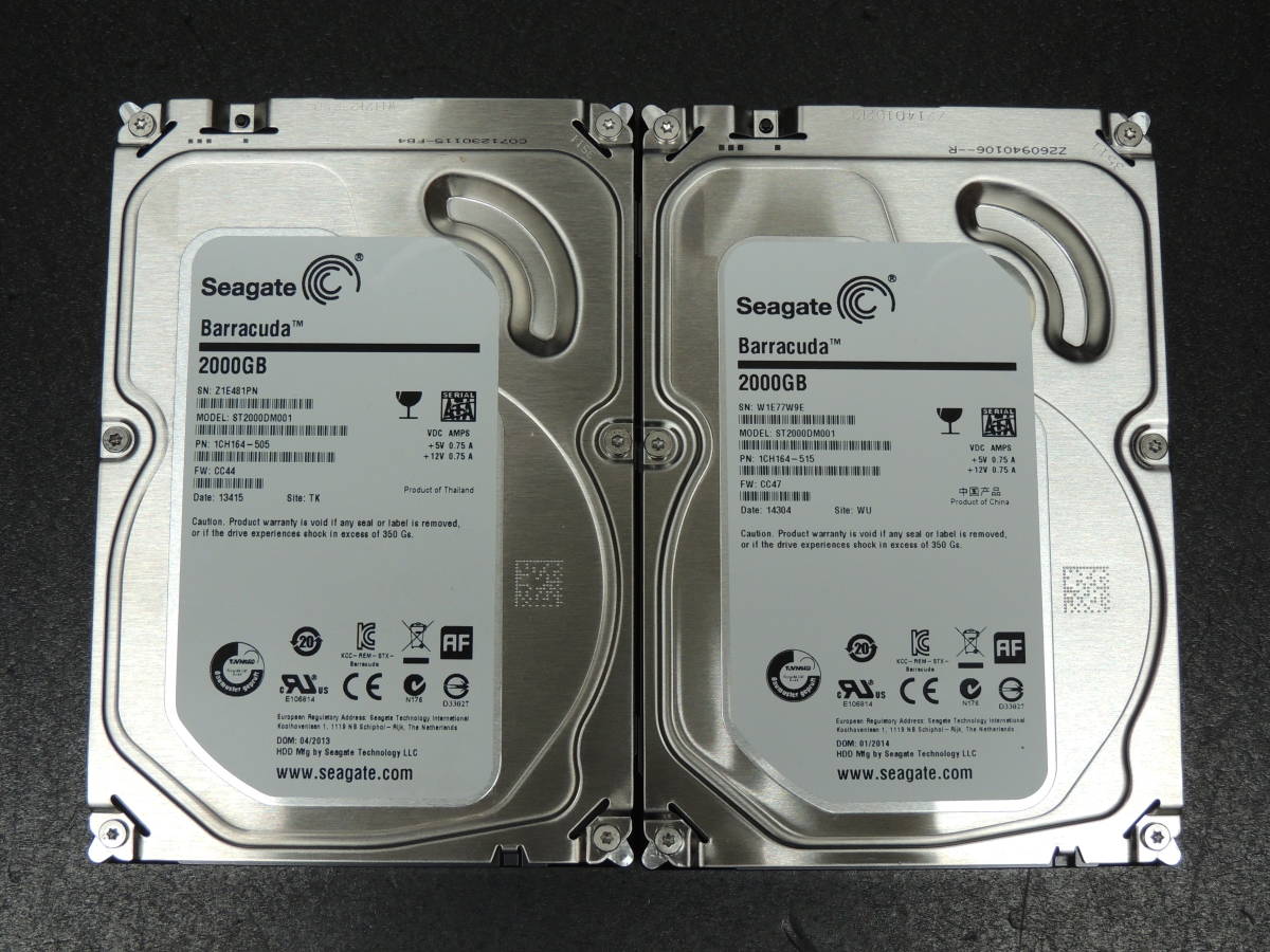 2台まとめ売り/検品済み】Seagate 2TB HDD ST2000DM001 【使用時間