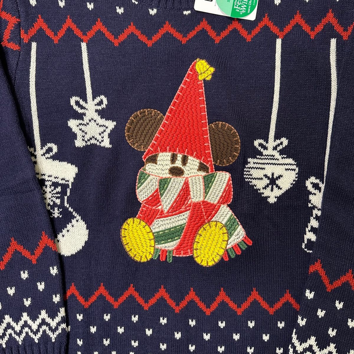 新品タグ付】ディズニークリスマス リルリンリン セーター 紺 新品タグ付】ディズニークリスマス リルリンリン セーター 紺