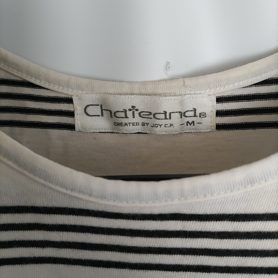 chateand lady's cotton border tank top M size 