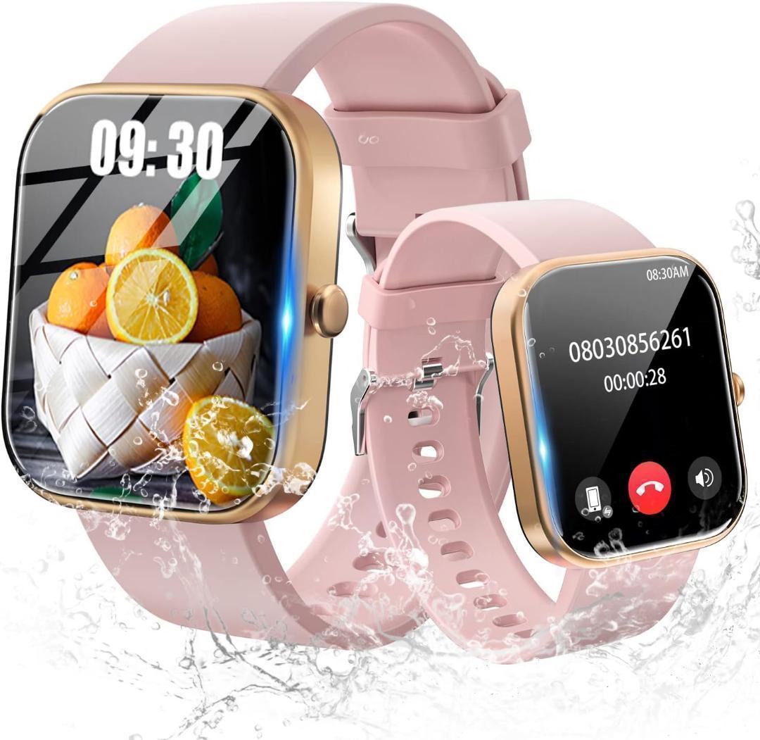  smart watch large screen bluetooth5.2 telephone call function pink gold 