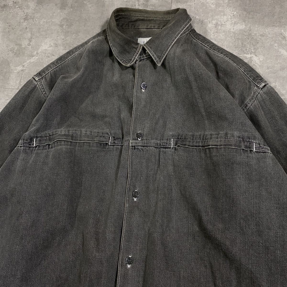 希少　COMME des GARCONS HOMME コムでギャルソンオム■AD表記なし 80s 川久保オム■ジップ ポケット■デニム 長袖シャツ■ヴィンテージ_画像5