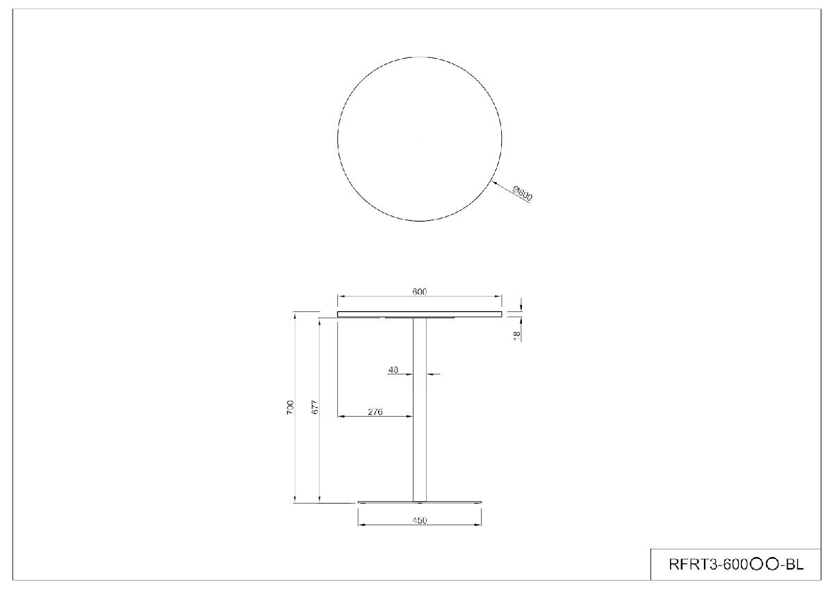 【法人様限定】送料無料 新品 リフレッシュテーブルIII φ600 ナチュラルII ブラック脚 RFRT3-600NA2-BL_画像4