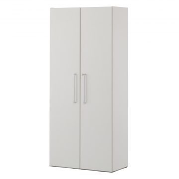 【法人様限定】送料無料 新品 プリーマIII 木製格子型シェルフ2列5段 ホワイト全面扉付き グレーIIバック SHWKS3-25HDWH2