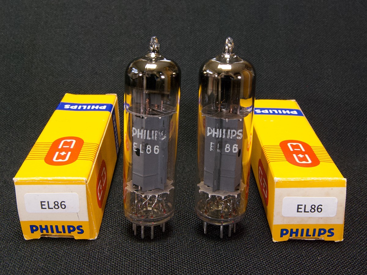 ♪♪Mullard/Philips EL86 (6CW5) 出力管 同一ロット NOS品ペア #2439、英国ムラード♪♪