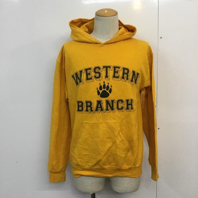 USED S 古着 パーカー 長袖 プルオーバー フーディー 裏起毛 ロゴ Hooded Sweatshirt Hoodie 黄 / イエロー / 10059524_画像1