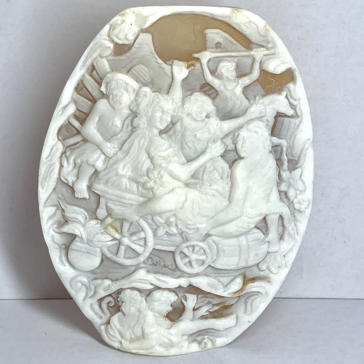 ●シェルカメオ13.5g●n 67.5ct 66.1×51.5mm 貴婦人 CAMEO 花 アンティーク stone 繊細 ルース 宝石 CF0_画像1