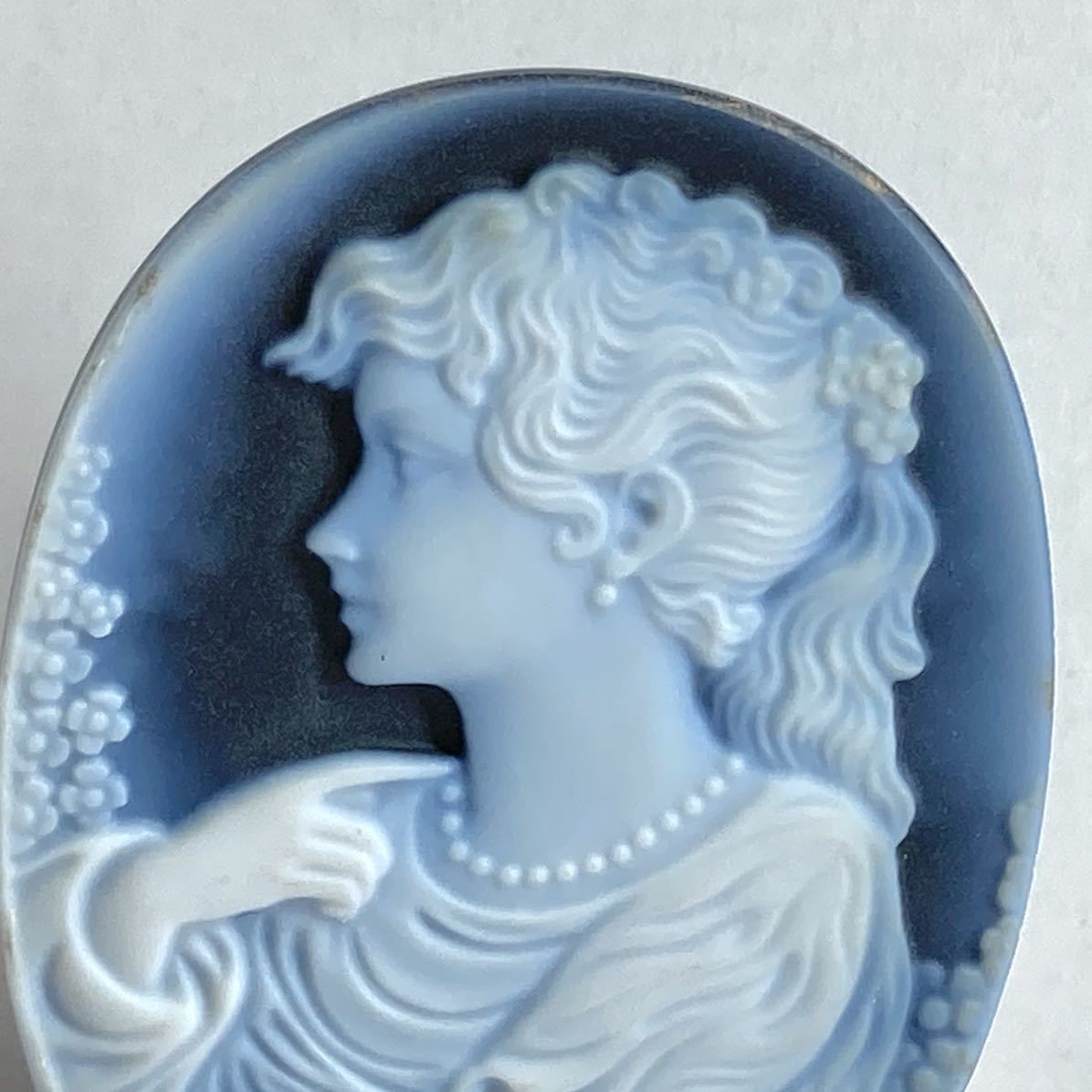 ●ストーンカメオ5.0g●n 25ct 40.1×30.1mm 貴婦人 CAMEO 花 アンティーク stone 繊細 ルース 宝石 CB0_画像3