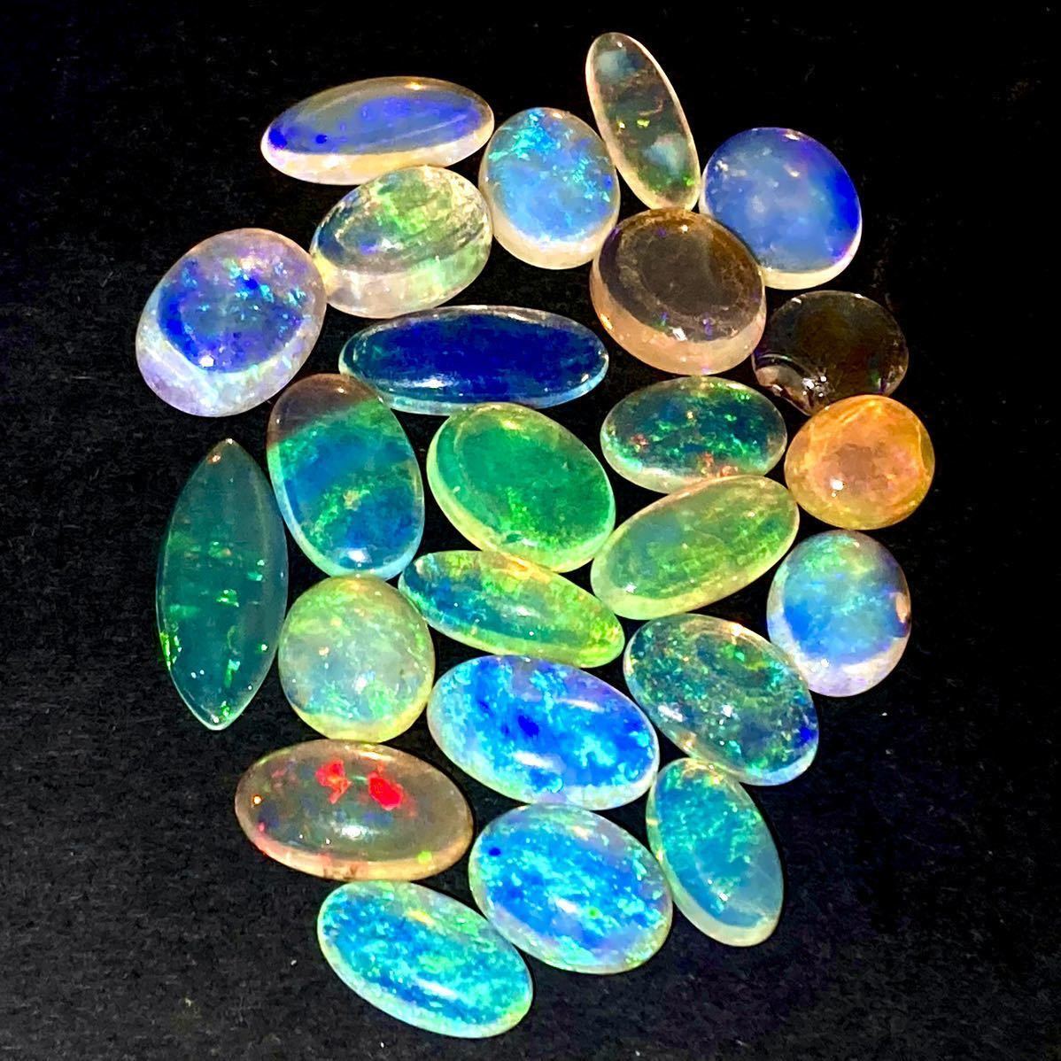 遊色効果抜群!!●天然オパール24点おまとめ●n 100ct ルース 裸石 宝石 ジュエリー jewelry opal 遊色 water fire white DG5_画像4