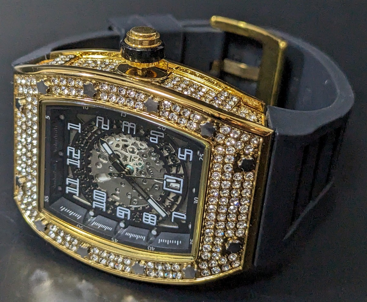 新品 腕時計 リシャールミルtype クオーツ オマージュウォッチ ラバー トノー RM ラグジュアリー ダイヤモンド