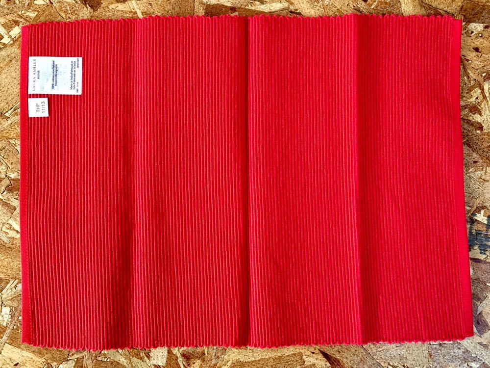 ローラアシュレイ HOME ランチョンマット 2枚 セット まとめて 綿 100% インド製 レッド 赤 テーブルウェア_画像3