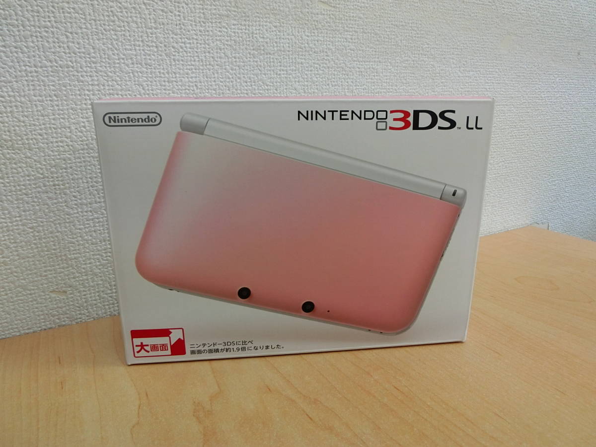 (4037) Nintendo 3DS LL SPR-001 任天堂 ピンク × ホワイト 本体 詳細不明_画像1