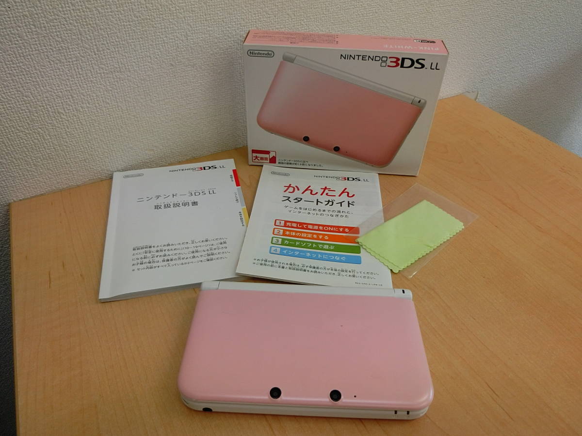 (4037) Nintendo 3DS LL SPR-001 任天堂 ピンク × ホワイト 本体 詳細不明_画像2