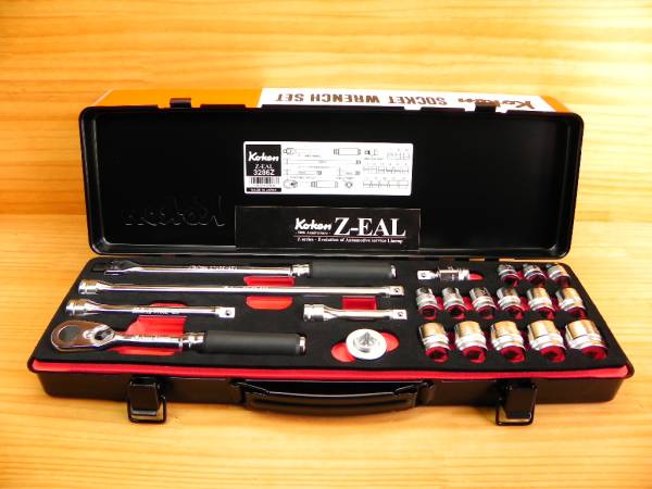 NEW 新型72枚ギア ラチェット入 コーケン ジール Ko-ken Z-EAL 3/8(9.5) ソケット 工具セット *ZEAL 3286Z メタルケース _コーケンP3286Z 3/8sq ソケットセット