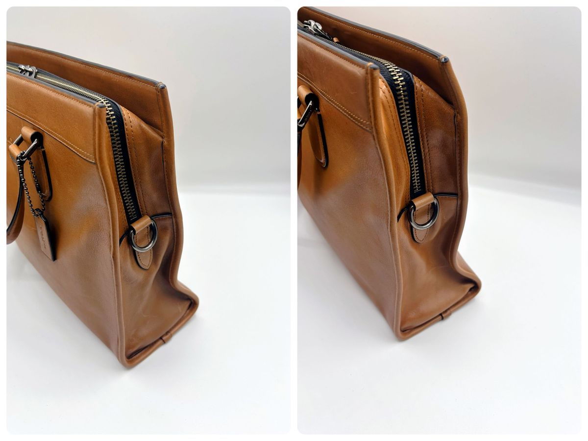極美品 コーチ ブリーフケース キャメル レザー 2WAY メンズ 極美品 コーチ ブリーフケース キャメル レザー 2WAY メンズ