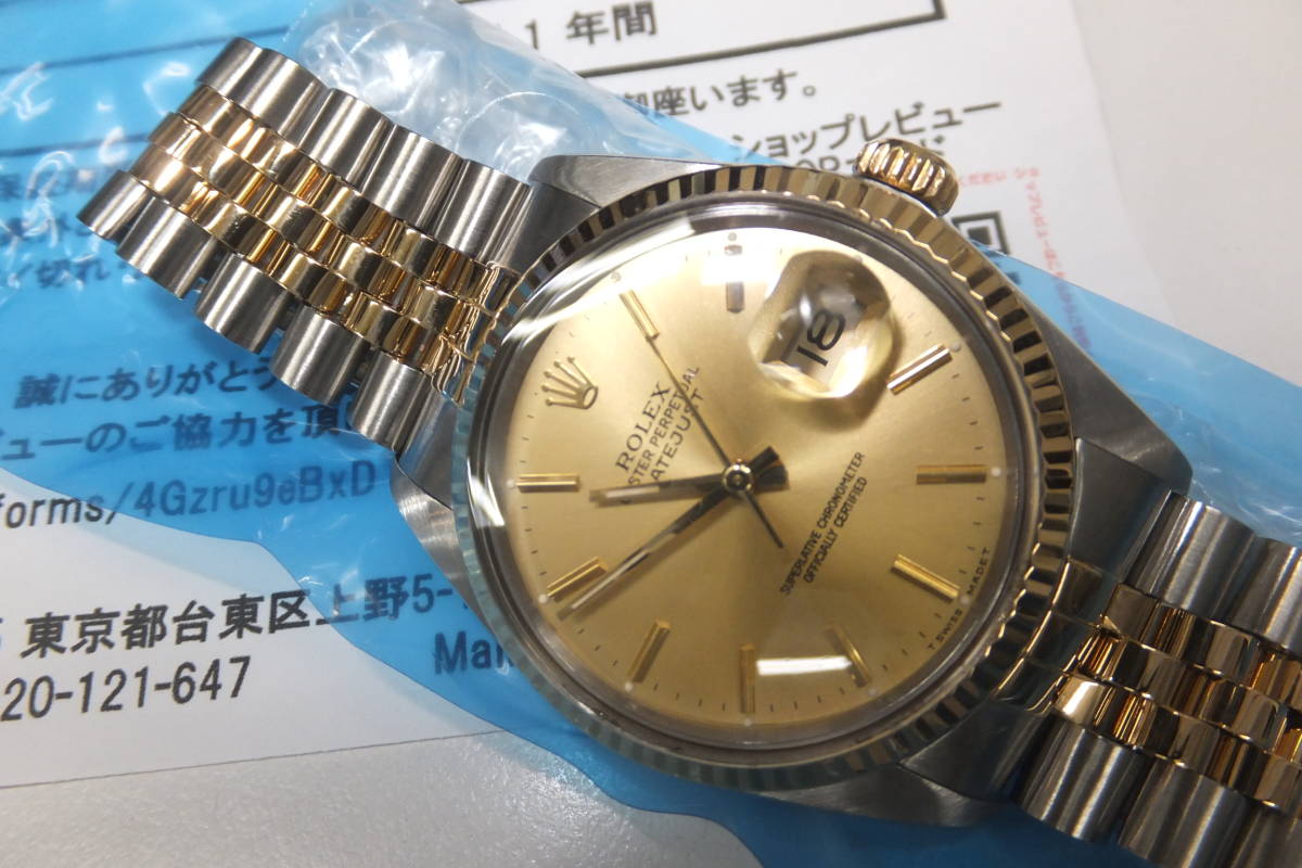 43014-520　Ｒｏｌｅｘ　ロレックス16013 ｋ18　デイトジャスト ゴールド文字盤 R番OH済みプレミアムポリッシュ済　100％本物　送料520円～_画像5