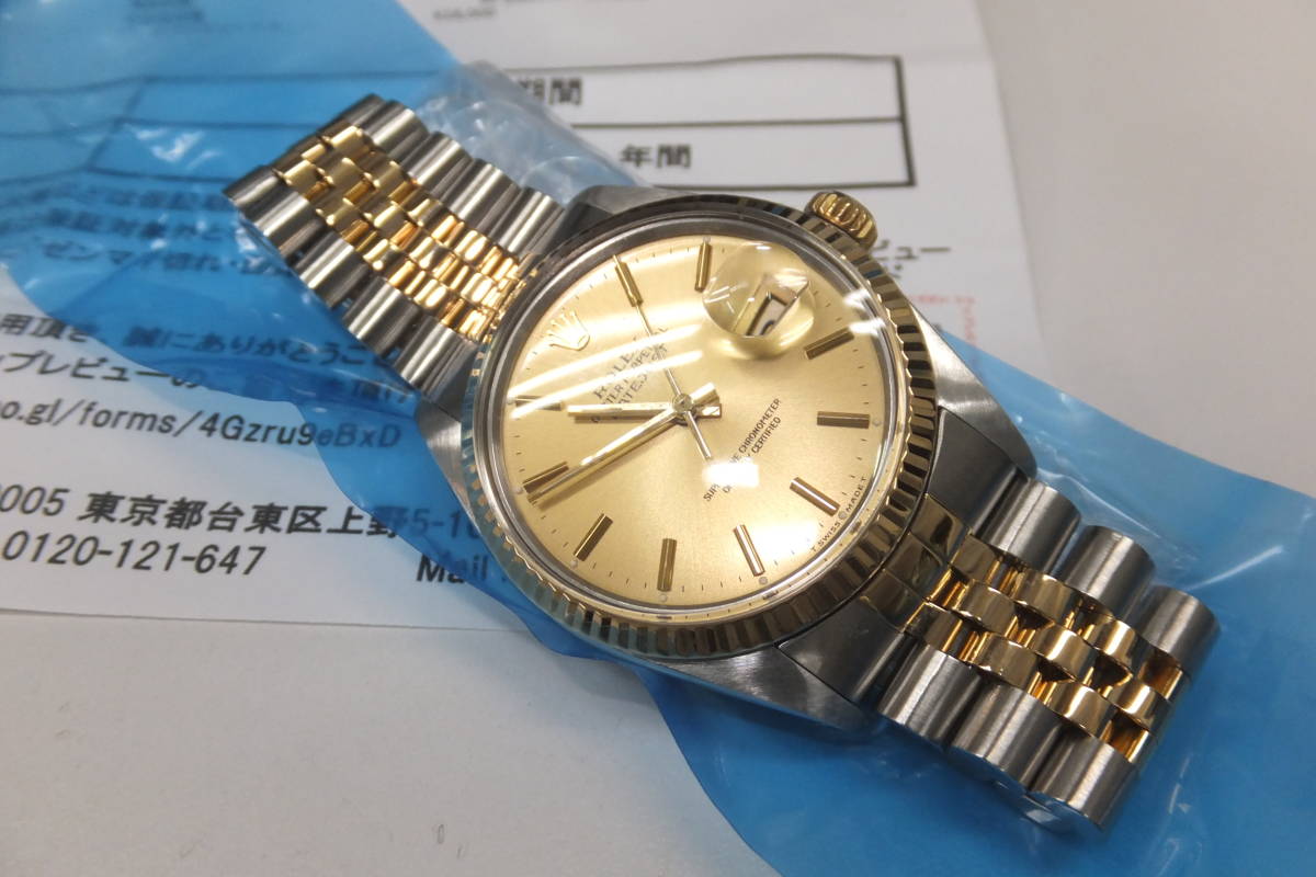 43014-520　Ｒｏｌｅｘ　ロレックス16013 ｋ18　デイトジャスト ゴールド文字盤 R番OH済みプレミアムポリッシュ済　100％本物　送料520円～_画像4