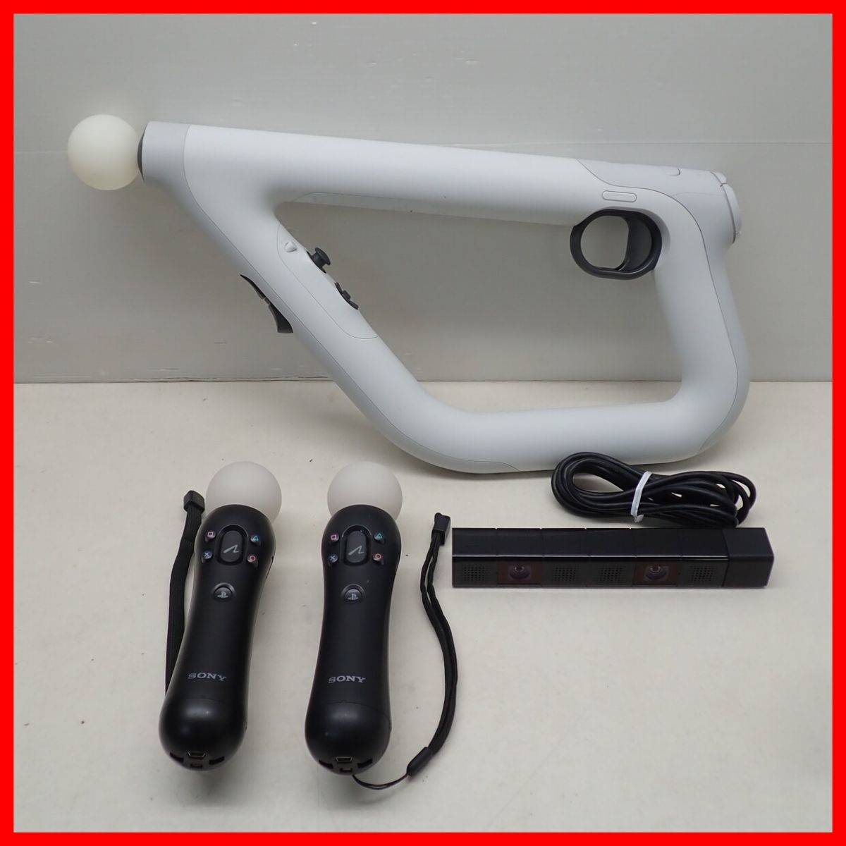 PS4 プレステ4 PlayStation Move モーションコントローラー 2個 + シューティングコントローラー + PSカメラ セット 通電のみ確認【20_画像1