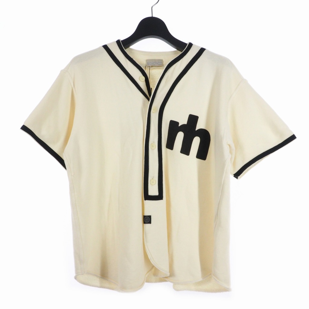 ネイバーフッド NEIGHBORHOOD 90S ベースボールシャツ 半袖 ワンポイント ロゴ ナチュラル メンズ