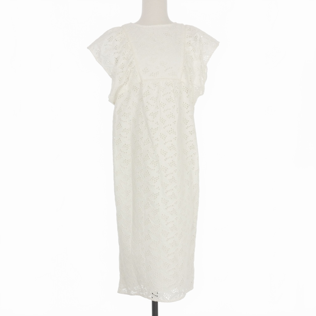 未使用品 マサコテラニシ MASAKO TERANISHI レースワンピース ドレス 刺繍 36 ホワイト 白 レディース