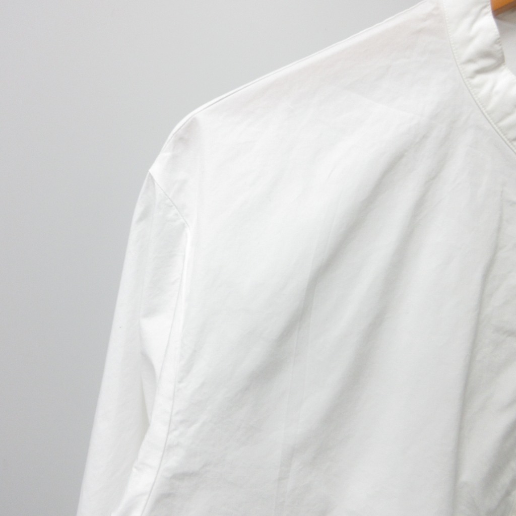 エイトン ATON 美品 近年モデル SUVIN BROAD バンドカラーシャツ ヘンリーネック サイドスリット 長袖 白 ホワイト 4 約XL 1113 メンズ_画像4