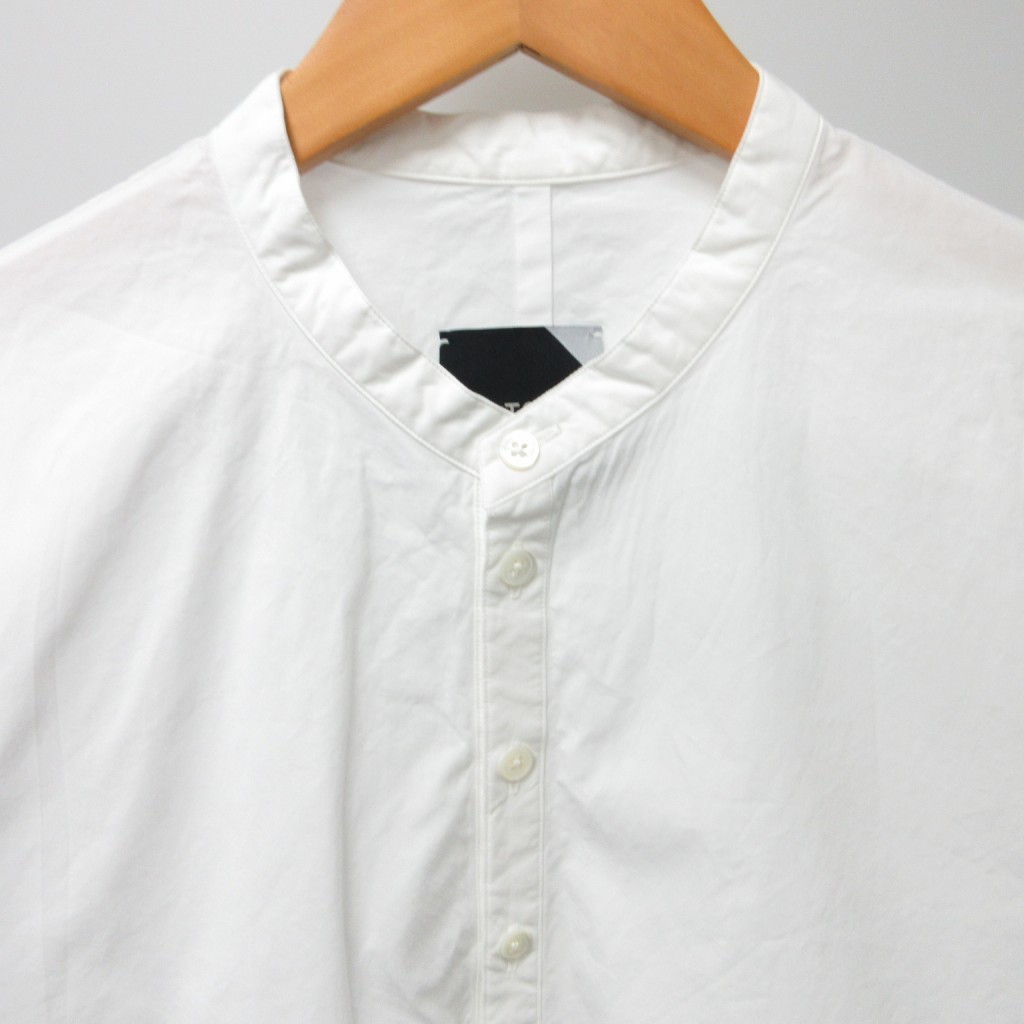 エイトン ATON 美品 近年モデル SUVIN BROAD バンドカラーシャツ ヘンリーネック サイドスリット 長袖 白 ホワイト 4 約XL 1113 メンズ_画像3