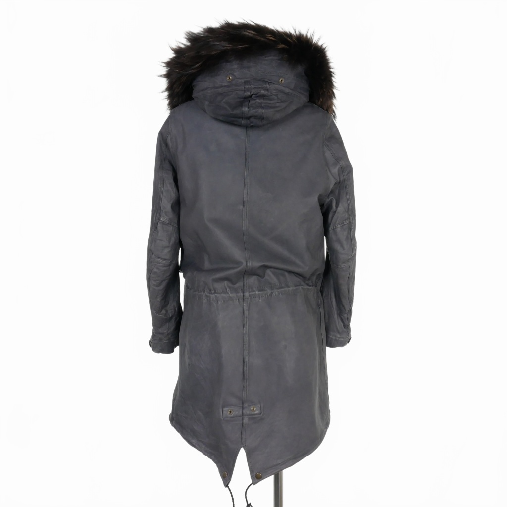 sisisissi fur attaching leather Mod's Coat fish tail parka XXS gray lady's 