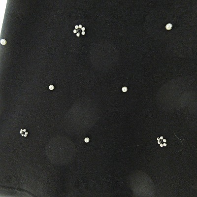 シンシアローリー CYNTHIA ROWLEY 美品 パールビジュー カットソー Tシャツ 半袖 段フリル袖 黒 2 1102 レディース_画像6
