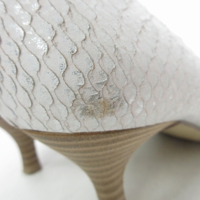  Ginza Kanematsu GINZA Kanematsu python pumps mules sandals heel white white 21.5cm 1108 lady's 