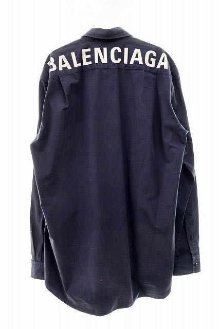 バレンシアガ BALENCIAGA 2019 556878 ボタンダウン オーバーサイズバックロゴシャツ 38【ブランド古着ベクトル】231124☆AA★ メンズ