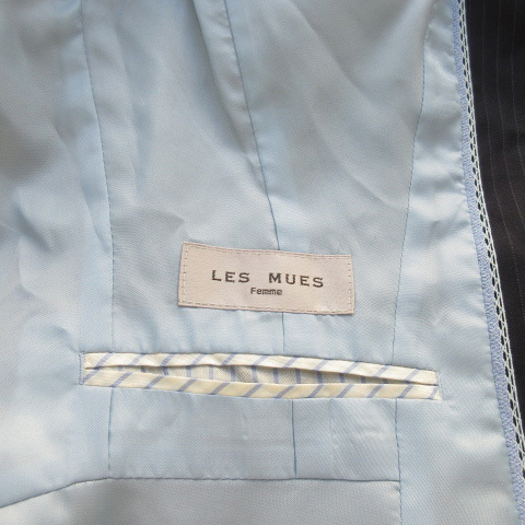LES MUSE レ・ミュー スーツ ジャケット スカート ストライプ S 紺 ネイビー レディース_画像4