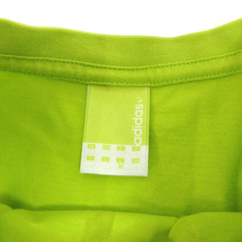 アディダス adidas Ｔシャツ 丸首 半袖 ロゴプリント コットン グリーン系 黄緑 ホワイト 白 M メンズ_画像8