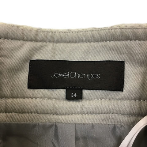 ジュエルチェンジズ Jewel Changes アローズ スカート 台形 ミニ ヘリンボーン 総柄 ウール アルパカ混 34 グレー レディース_画像5