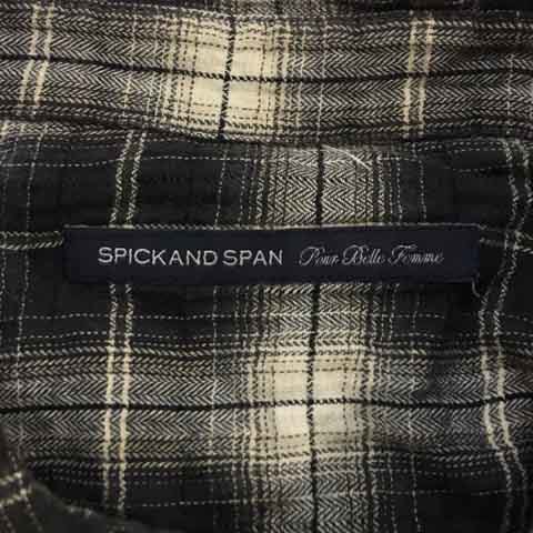 スピック&スパン Spick&Span ネルシャツ カジュアル スタンダード チェック 長袖 グレー 白 ホワイト レディース_画像5