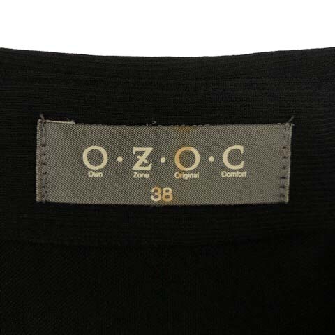  Ozoc OZOC One-piece рубашка flair A линия одноцветный длинный рукав midi длина 38 чёрный черный женский 