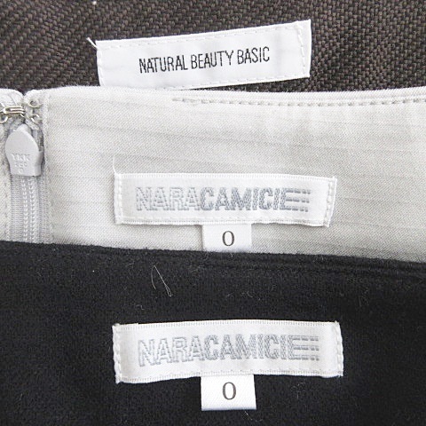 ナラカミーチェ ナチュラルビューティーベーシック スカート 3枚セット フレア タイト ひざ丈 ウール 綿 黒 グレー 茶 ブラック 0 S_画像3