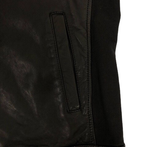パッゾ PAZZO ライダースジャケット アウター オフネック 羊革 無地 裏地 長袖 44 黒 ブラック メンズ_画像5