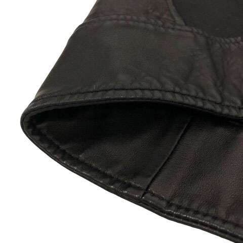 パッゾ PAZZO ライダースジャケット アウター オフネック 羊革 無地 裏地 長袖 44 黒 ブラック メンズ_画像7