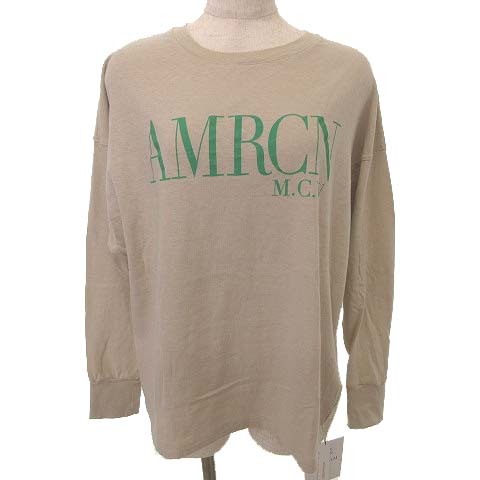 未使用品 MICA&DEAL × アメリカーナ AMRCN タグ付き ロングスリーブ Tシャツ カットソー ロゴプリント FREE ベージュ ■U30 レディース_画像1