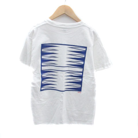 バンズ VANS Tシャツ カットソー クルーネック 半袖 プリント S オフホワイト 青 ブルー /HO9 メンズ_画像2