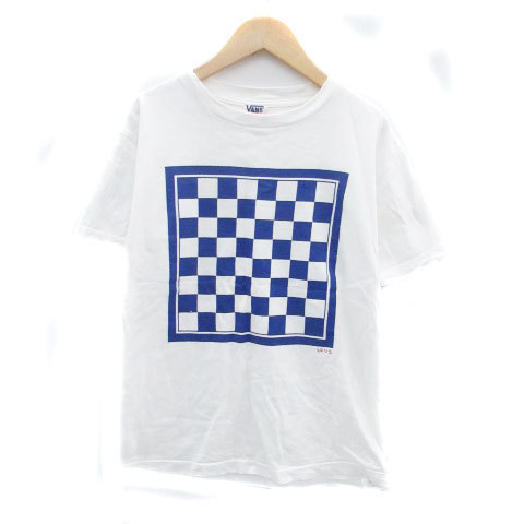 バンズ VANS Tシャツ カットソー クルーネック 半袖 プリント S オフホワイト 青 ブルー /HO9 メンズ_画像1